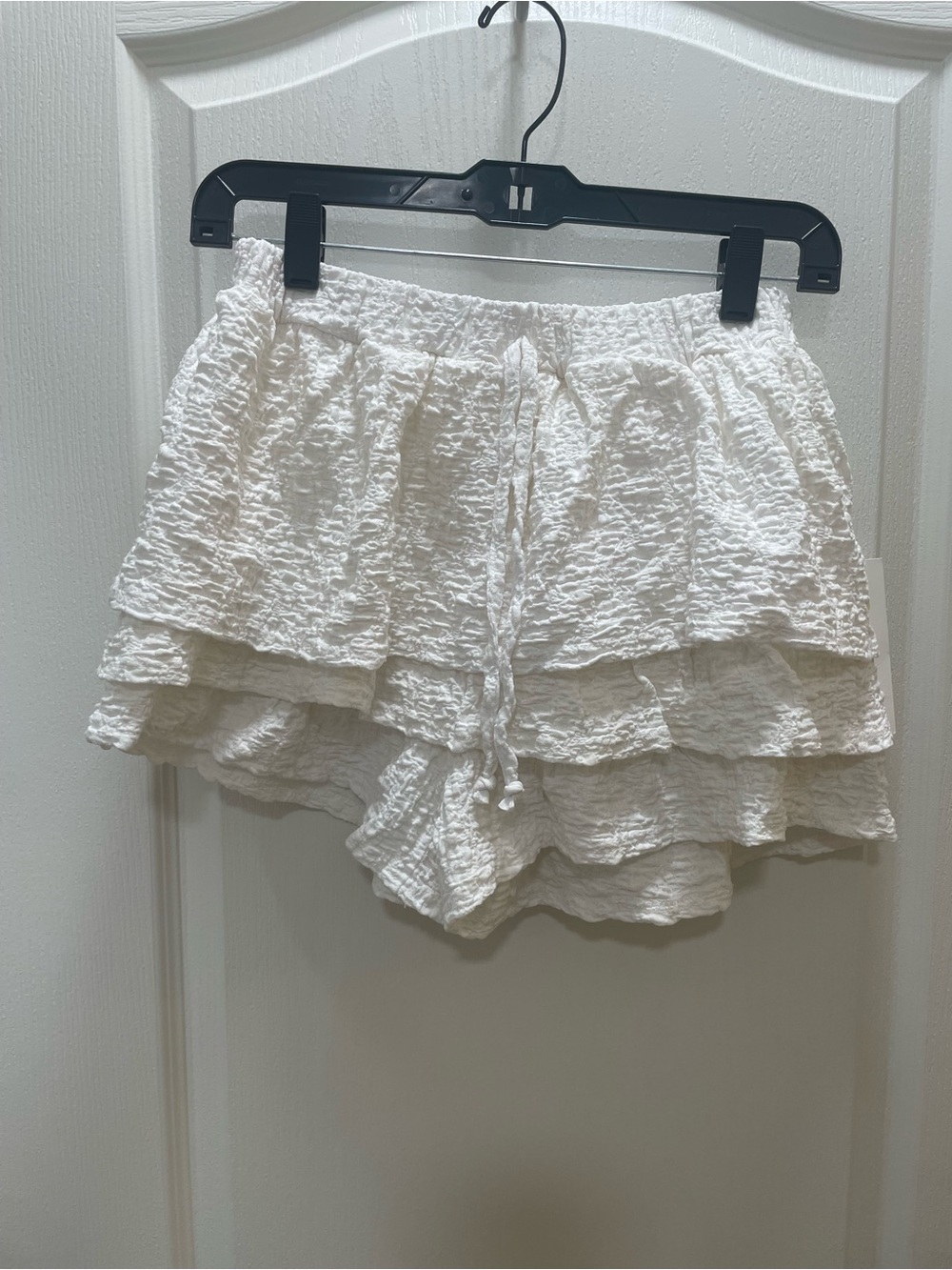 Ocean Drive White Tiered Ruffle Short with Drawstring